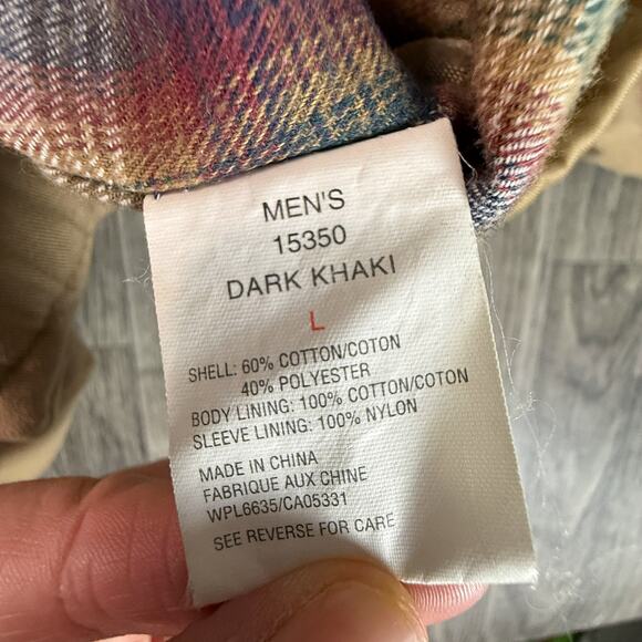 Woolrich Original Outdoorwear Flannel Lined Men's Jacket Dark Khaki Large - Picture 5 of 6